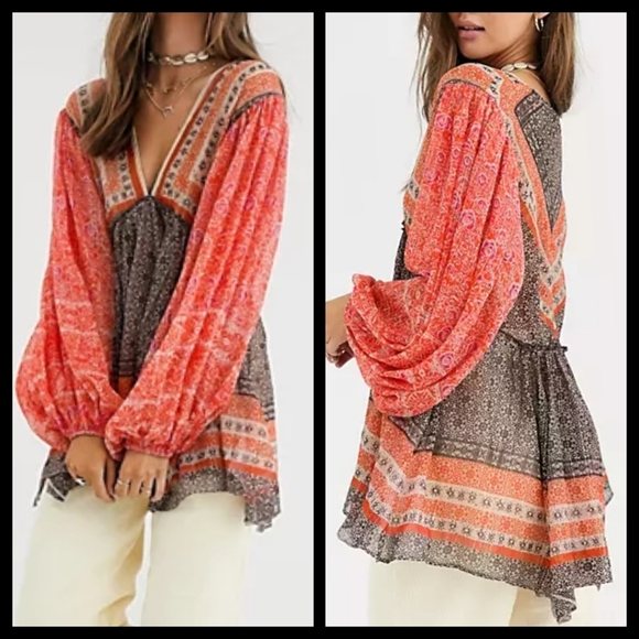Free People Tops - Free People Aliyah Sheer Boho Tunic Small NWT